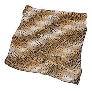 Vintage Leopard Print Scarf 33x33 Large Square Animal Print Retro 70s-80s
